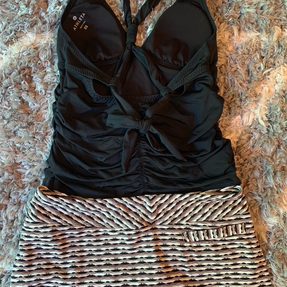Athleta Aqualuxe tankini top with swim skirt - Picture 1 of 2